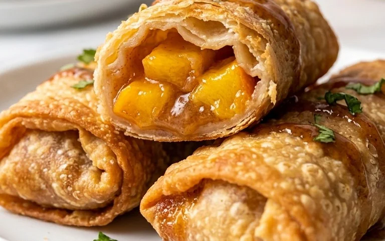 Peach Cobbler Egg Rolls