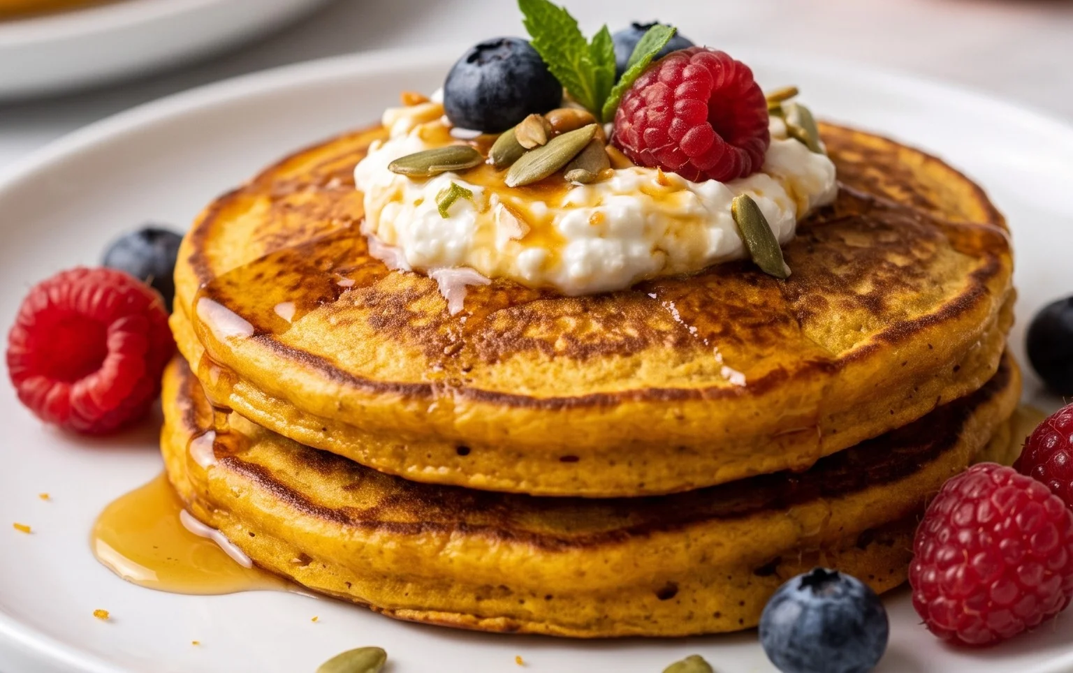 Pumpkin Cottage Cheese Pancakes