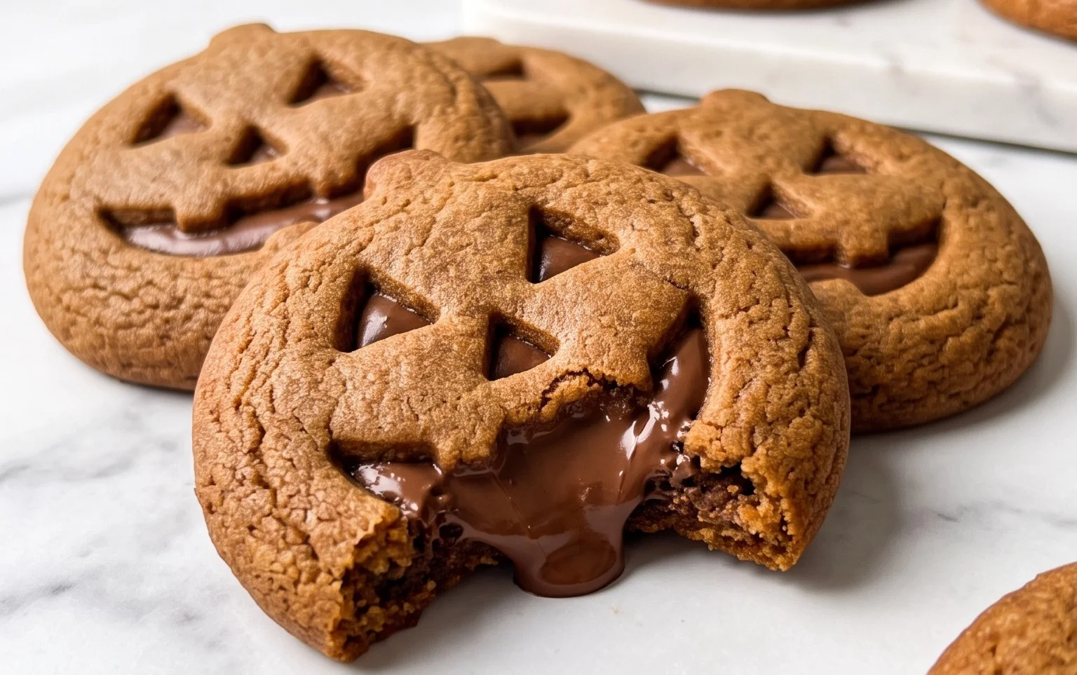Milk Chocolate Stuffed Jack-O'-Lantern Cookies